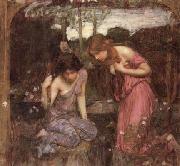 John William Waterhouse Study for Nymphs finding the Head of Orpheus oil painting artist